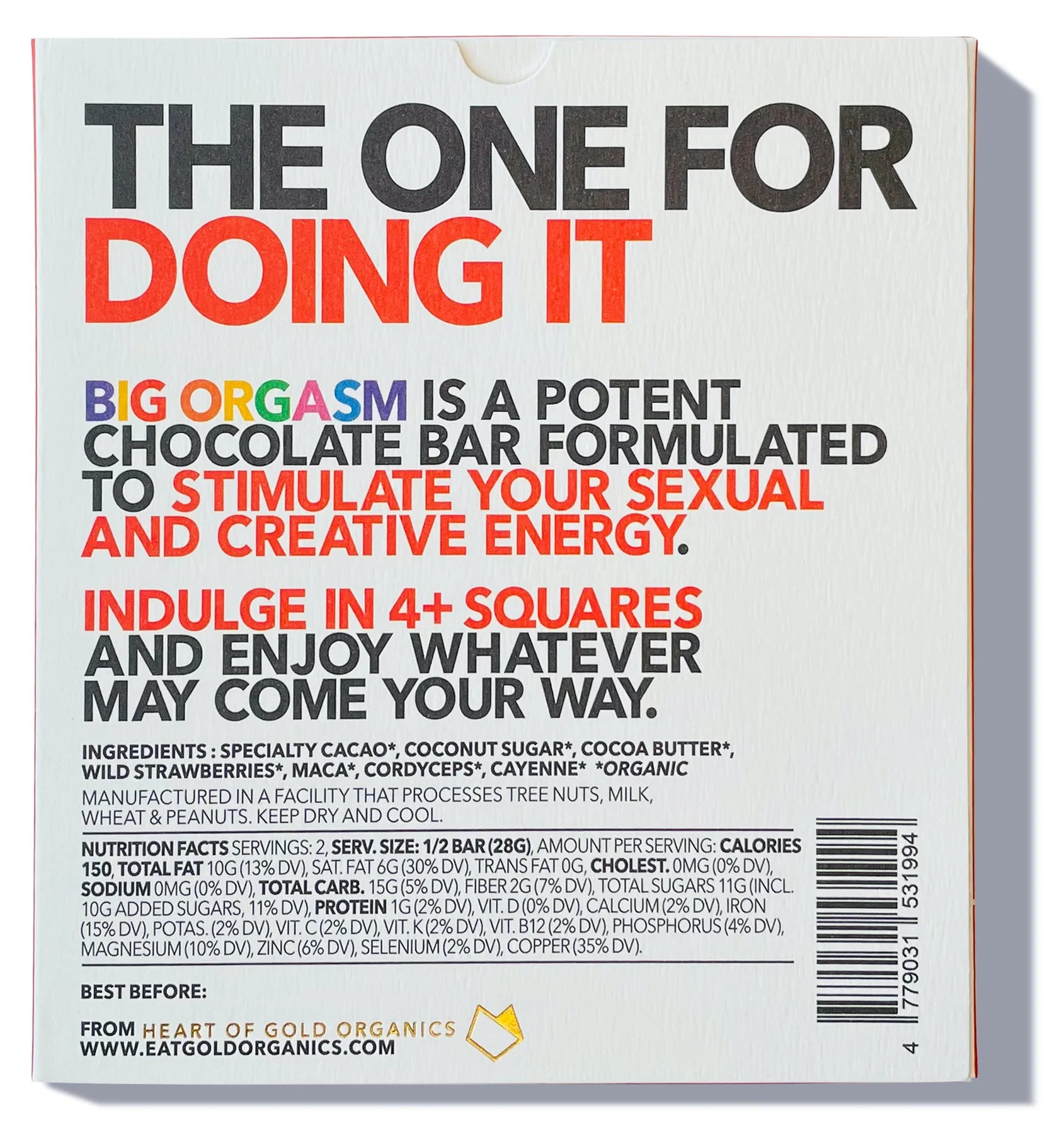 Eat Gold Organics Big Orgasm Chocolate Bar