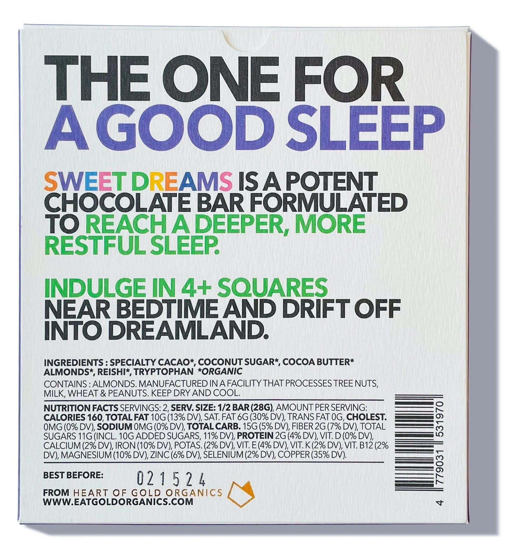 Eat Gold Organics Sweet Dreams Chocolate Bar